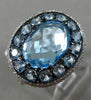 ESTATE LARGE 5.68CT DIAMOND & AAA BLUE TOPAZ 14KT WHTIE GOLD 3D DOUBLE HALO RING