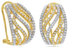 WIDE .87CT DIAMOND 14KT 2 TONE GOLD 3D MULTI ROW MULTI WAVE FUN HANGING EARRINGS