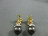 ANTIQUE .24CT DIAMOND 14KT TRI TONE GOLD & TAHITIAN PEARL HANGING EARRINGS #5132