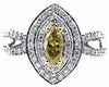 ESTATE 1.45CT WHITE & FANCY YELLOW DIAMOND 18K 2 TONE GOLD MARQUISE & ROUND RING