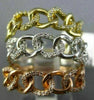 ESTATE .52CT DIAMOND 14K TRI COLOR GOLD 3D LINK CHAIN STACKABLE ANNIVERSARY RING