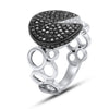 ESTATE WIDE .86CT WHITE & BLACK DIAMOND 14KT WHITE GOLD PIZZA PIE FUN RING