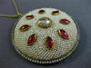 ANTIQUE LARGE 6.0CT DIAMOND AAA RUBY & PEARL ENAMEL 18KT YELLOW GOLD 3D PENDANT