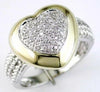 ESTATE .25CT DIAMOND 14KT WHITE GOLD 3D CLASSIC CLUSTER PAVE HEART LOVE FUN RING
