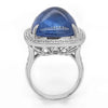 LARGE 37.76CT DIAMOND & AAA SAPPHIRE 18K WHITE GOLD CUSHION & ROUND CLASSIC RING