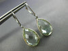 6.0CT AAA GREEN AMETHYST 14KT WHITE GOLD PEAR SHAPE LEVER BACK HANGING EARRINGS
