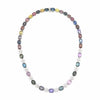 LARGE 115.16CT DIAMOND & AAA MULTI COLOR SAPPHIRE 18K WHITE GOLD FLOWER NECKLACE