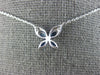 ESTATE .42CT DIAMOND & AAA SAPPHIRE 14KT WHITE GOLD 3D BUTTERFLY LOVE NECKLACE