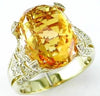 ESTATE LARGE 11.25CT DIAMOND & AAA CITRINE 14K YELLOW GOLD OVAL & ROUND FUN RING