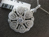 ESTATE LARGE 1.89CT DIAMOND 14KT WHITE GOLD 3D FLOWER FILIGREE FLOATING PENDANT
