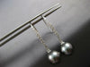 LARGE .32CT DIAMOND & AAA TAHITIAN PEARL 14KT WHITE GOLD 3D BAR HANGING EARRINGS