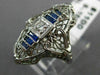 ANTIQUE .21CT OLD MINE DIAMOND & AAA SAPPHIRE 18K WHITE GOLD FILIGREE RING 19859