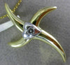 ESTATE .05CT DIAMOND 14K WHITE & YELLOW GOLD 3D HEART ETOILE CROSS PENDANT #2012