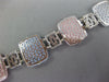 LARGE 2.2CT DIAMOND & AAA WHITE & PINK QUARTZ 14K WHITE GOLD SQUARE FUN BRACELET
