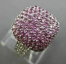 ESTATE LARGE 2.82CT DIAMOND & AAA PINK SAPPHIRE 18KT WHITE GOLD 3D SQUARE RING