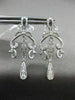 ESTATE LARGE 1CT DIAMOND 14K WHITE GOLD OPEN FILIGREE TEAR DROP HANGING EARRINGS