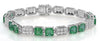 ESTATE LARGE 12.38CT DIAMOND & AAA EMERALD 18KT WHITE GOLD CUFF TENNIS BRACELET