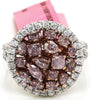 WIDE 2.66CT WHITE & PINK DIAMOND 18KT WHITE & ROSE GOLD MULTI SHAPE CLUSTER RING