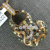 ESTATE LARGE 1.78CT MULTI COLOR DIAMOND 18KT ROSE GOLD 3D SIDEWAYS HEART PENDANT