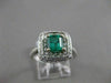 ESTATE WIDE 1.63CT DIAMOND & AAA EMERALD 14KT WHITE GOLD SQUARE HALO RING #20487