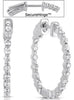 1.14CT DIAMOND 14KT WHITE GOLD 3D INSIDE OUT SHARED PRONG HOOP HANGING EARRINGS