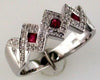 ESTATE .41CT DIAMOND & AAA RUBY 14KT WHITE GOLD 3D SQUARE INFINITY LOVE RING