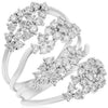 ESTATE LARGE 1.53CT DIAMOND 14KT WHITE GOLD 3D CLUSTER MULTI ROW LEAF RING