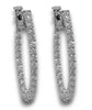1.1CT DIAMOND 14K WHITE GOLD ROUND CLASSIC INSIDE OUT OVAL HOOP HANGING EARRINGS