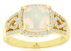 1.75CT DIAMOND & AAA OPAL 14KT YELLOW GOLD 3D CUSHION SQUARE INFINITY LOVE RING