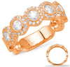 .85CT DIAMOND 14KT ROSE GOLD 3D MULTI FLOWER FILIGREE SEMI ETERNITY LOVE RING