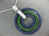 LARGE 4.32CT DIAMOND & AAA SAPPHIRE & TSAVORITE 18KT WHITE GOLD CIRCULAR PENDANT