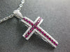 ESTATE LARGE .97CT DIAMOND & AAA RUBY 18KT WHITE GOLD 3D CLASSIC CROSS PENDANT
