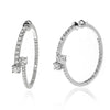 LARGE 2.8CT DIAMOND 18KT WHITE GOLD CRISS CROSS INSIDE OUT HOOP HANGING EARRINGS