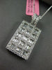 LARGE 2.26CT DIAMOND 18KT WHITE GOLD ROUND BAGUETTE FILIGREE RECTANGULAR PENDANT