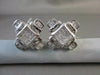 ESTATE LARGE SQUARE 3.01CT DIAMOND PRINCESS CUT 14KT WHITE GOLD CLIP EARRINGS