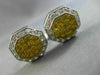 ESTATE LARGE 1.5CT WHITE & INTENSE FANCY YELLOW DIAMOND 18K WHITE GOLD CUFFLINKS