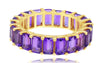 6.52CT AAA AMETHYST 14KT YELLOW GOLD EMERALD CUT SHARED PRONG ETERNITY FUN RING