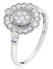 ESTATE .35CT DIAMOND 14KT WHITE GOLD 3D ROUND CLUSTER FILIGREE FLOWER FUN RING