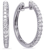 ESTATE .59CT DIAMOND 14KT WHITE GOLD CLASSIC HUGGIE HOOP HANGING EARRINGS