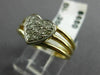 ESTATE .20CT DIAMOND 14KT YELLOW GOLD 3D MULTI ROW PAVE HEART LOVE RING #17221