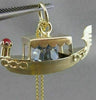 ESTATE ORANG ECORAL BLUE QUARTZ 14K YELLOW GOLD FILIGREE BOAT SHIP PENDANT 20840