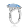 LARGE 3.56CT DIAMOND & AAA WHITE & BLUE TOPAZ 14KT WHITE GOLD CRISS CROSS RING