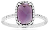1.44CT DIAMOND & AAA AMETHYST 14KT WHITE GOLD 3D CUSHION & ROUND HALO FUN RING