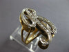 ESTATE LARGE .25CT DIAMOND 14KT WHITE & YELLOW GOLD R INITIAL DOUBLE PLATE RING