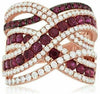 ESTATE WIDE 3.20CT DIAMOND & AAA RUBY 14KT ROSE GOLD MULTI ROW ANNIVERSARY RING