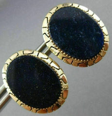 ESTATE LARGE AAA LAPIS 14KT YELLOW GOLD 3D HANDCRAFTED CLIP ON EARRINGS #26366
