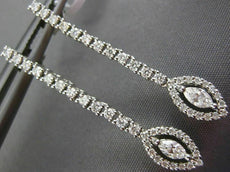 ESTATE .78CT ROUND & MARQUISE DIAMOND 18KT WHITE GOLD HALO HANGING EARRINGS VVS