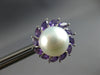ESTATE LARGE 1.81CT AAA AMETHYST & PINK SOUTH SEA PEARL 14KT WHITE GOLD STUD EARRINGS