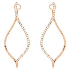 ESTATE .56CT DIAMOND 14KT ROSE GOLD CLASSIC OPEN TEAR DROP FUN HANGING EARRINGS