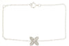 ESTATE .16CT DIAMOND 14KT WHITE GOLD 3D FOUR LEAF CLOVER FLOWER LOVE BRACELET